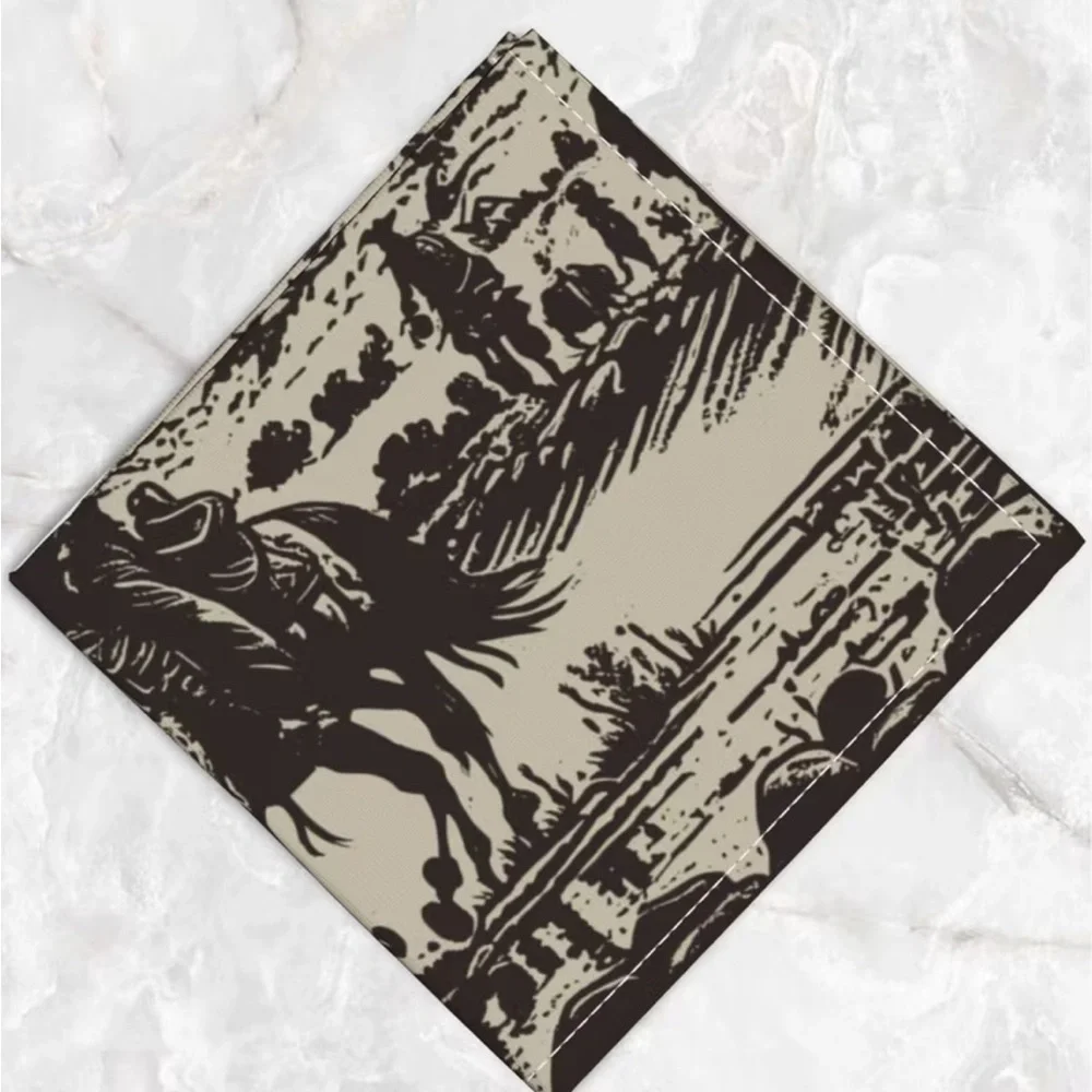 🐎 Western Desert Cowboy Scene Square Bandana Scarf